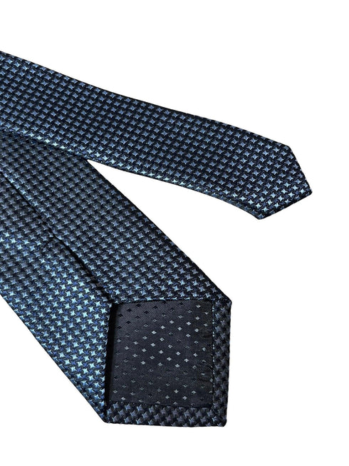 navy dark blue tie with dogtooth houndstooth design